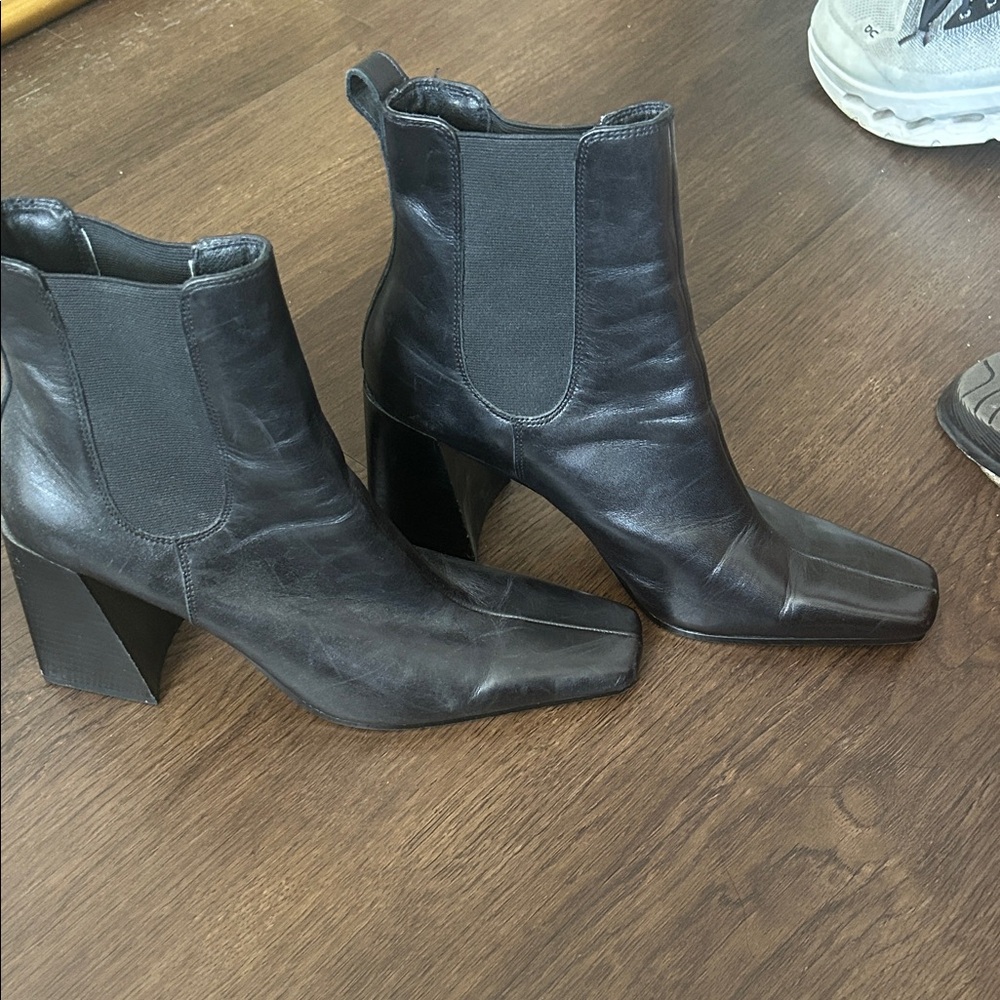 Topshop Black Leather Ankle Boots